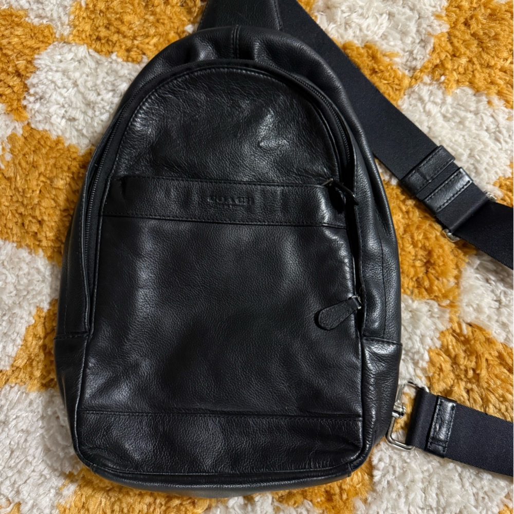 Coach Black Leather Sling Bag